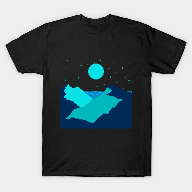 Blue Moon Over Mountains T-Shirt by Zeatt_
